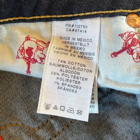 True Religion Boot Cut Mid Rise Dark Wash Denim Jeans Size 32 With Pocket Flaps - Picture 10 of 14